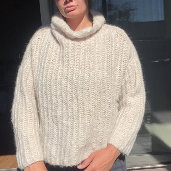 Free people cable knit alpaca sweater cream - Picture 7 of 8